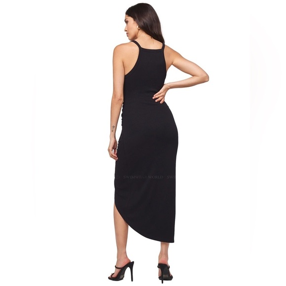 L*Space Bardot Dress Black Asymmetric Hem Sleeveless - Picture 2 of 10